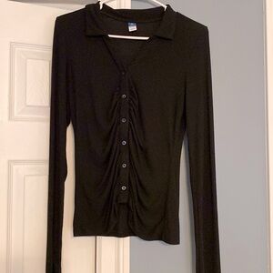Old Navy size medium, tall, black, long sleeve ribbed button up